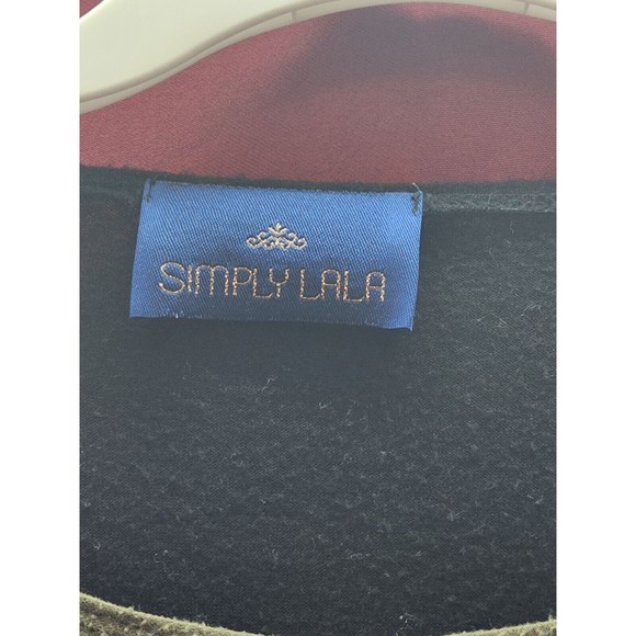 LALA Khaki Women's Size Large Blouse Black Gray Green Color Block Gold Button - Picture 5 of 6